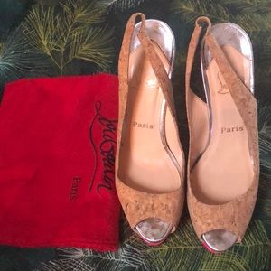 CHRISTIAN LOUBOUTIN 120 No Prive Cork Slingback